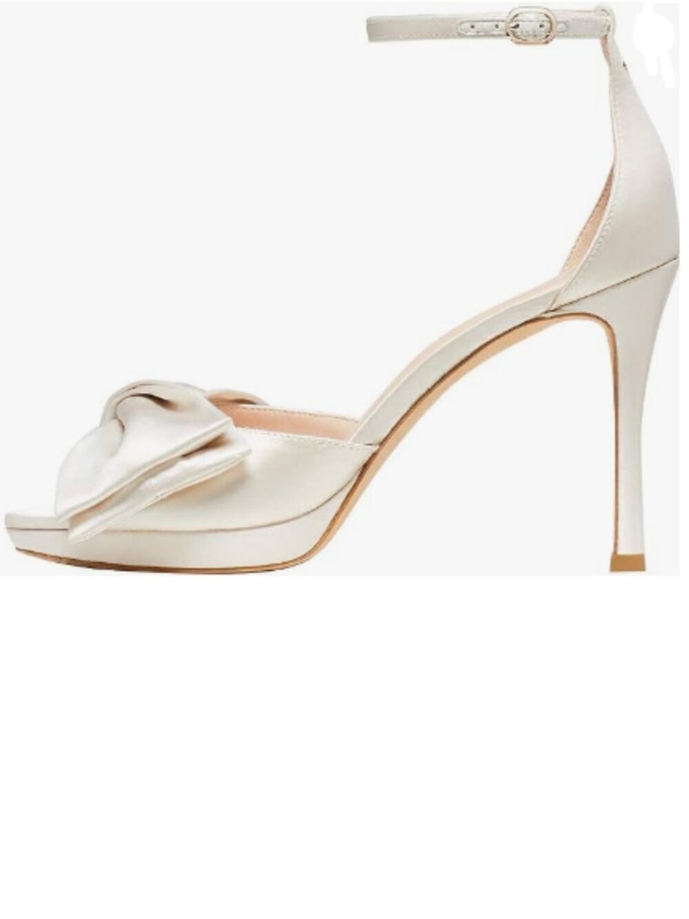 FSJ White Bridal Peep Toe Platform Bow Satin Stilettos Heels Ankle Strap Sandals